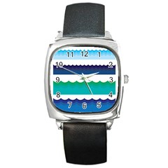 Water-border Square Metal Watch by nate14shop