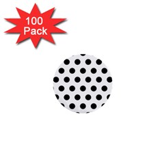 Polkadots White 1  Mini Buttons (100 Pack)  by nate14shop