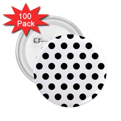 Polkadots White 2 25  Buttons (100 Pack)  by nate14shop