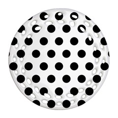 Polkadots White Ornament (round Filigree) by nate14shop