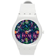 Pattern-vector Round Plastic Sport Watch (m) by nate14shop