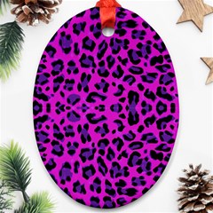 Pattern-tiger-purple Oval Ornament (two Sides)