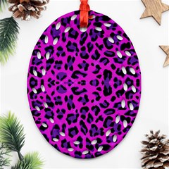 Pattern-tiger-purple Oval Filigree Ornament (two Sides) by nate14shop