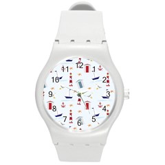 Nautical-ilustrasi Round Plastic Sport Watch (M)