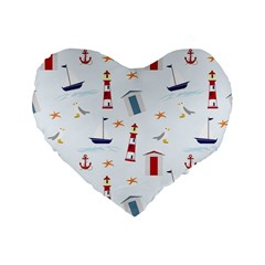 Nautical-ilustrasi Standard 16  Premium Heart Shape Cushions