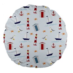 Nautical-ilustrasi Large 18  Premium Flano Round Cushions by nate14shop