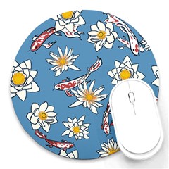 Koi-flower Round Mousepads by nate14shop