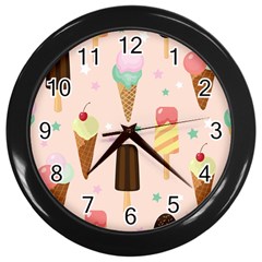 Cute-pink-ice-cream-and-candy-seamless-pattern-vector Wall Clock (black) by nate14shop