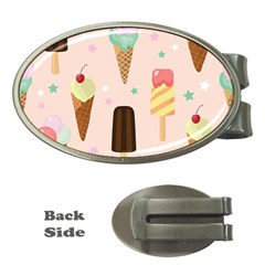 Cute-pink-ice-cream-and-candy-seamless-pattern-vector Money Clips (oval)  by nate14shop