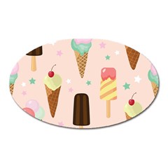 Cute-pink-ice-cream-and-candy-seamless-pattern-vector Oval Magnet