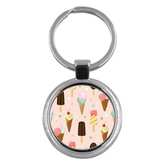 Cute-pink-ice-cream-and-candy-seamless-pattern-vector Key Chain (round) by nate14shop