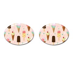 Cute-pink-ice-cream-and-candy-seamless-pattern-vector Cufflinks (oval) by nate14shop