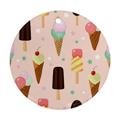 Cute-pink-ice-cream-and-candy-seamless-pattern-vector Round Ornament (two Sides) by nate14shop