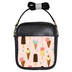 Cute-pink-ice-cream-and-candy-seamless-pattern-vector Girls Sling Bag by nate14shop