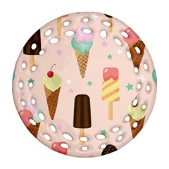 Cute-pink-ice-cream-and-candy-seamless-pattern-vector Ornament (round Filigree) by nate14shop