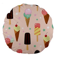 Cute-pink-ice-cream-and-candy-seamless-pattern-vector Large 18  Premium Round Cushions by nate14shop