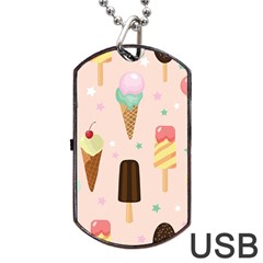 Cute-pink-ice-cream-and-candy-seamless-pattern-vector Dog Tag Usb Flash (one Side) by nate14shop