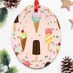 Cute-pink-ice-cream-and-candy-seamless-pattern-vector Ornament (Oval Filigree) Front