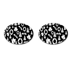 Backdrop-black-white,christmas Cufflinks (oval) by nate14shop