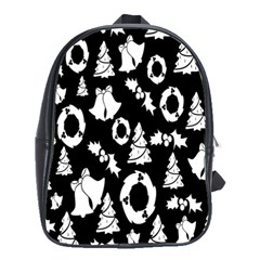 Backdrop-black-white,christmas School Bag (large) by nate14shop