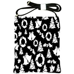 Backdrop-black-white,christmas Shoulder Sling Bag by nate14shop