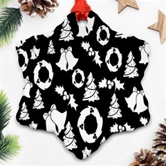 Backdrop-black-white,christmas Snowflake Ornament (two Sides) by nate14shop