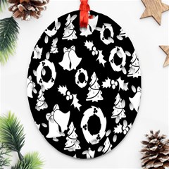 Backdrop-black-white,christmas Oval Filigree Ornament (two Sides) by nate14shop