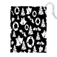 Backdrop-black-white,christmas Drawstring Pouch (4xl) by nate14shop