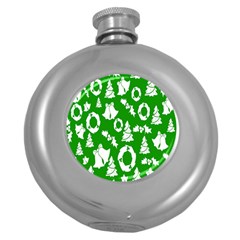 Backdrop-green-white Round Hip Flask (5 Oz) by nate14shop