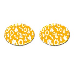 Backdrop-yellow-white Cufflinks (oval) by nate14shop