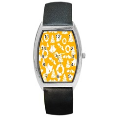 Backdrop-yellow-white Barrel Style Metal Watch by nate14shop