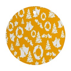 Backdrop-yellow-white Round Ornament (two Sides) by nate14shop