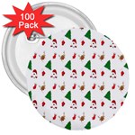 Christmas Tree,santa 3  Buttons (100 pack)  Front