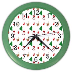 Christmas Tree,santa Color Wall Clock by nate14shop