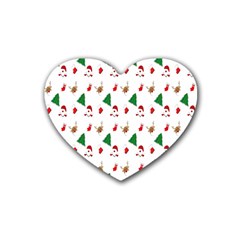 Christmas Tree,santa Rubber Coaster (heart) by nate14shop