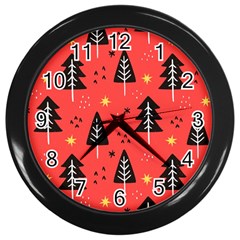 Christmas Tree,snow Star Wall Clock (black) by nate14shop