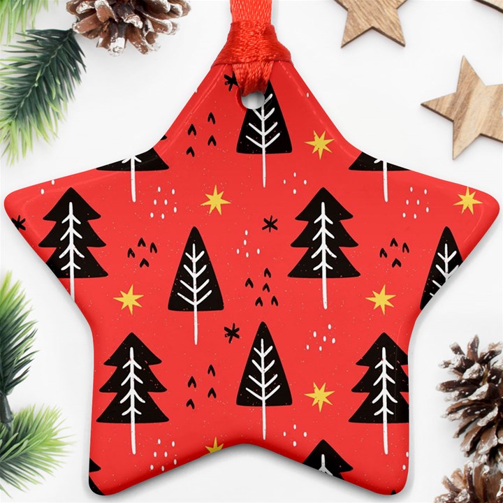 Christmas Tree,snow Star Star Ornament (Two Sides)