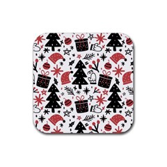 Christmas Tree-background-jawelry Bel,gift Rubber Coaster (square) by nate14shop