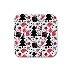 Christmas Tree-background-jawelry Bel,gift Rubber Square Coaster (4 Pack) by nate14shop