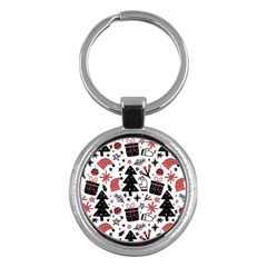 Christmas Tree-background-jawelry Bel,gift Key Chain (round) by nate14shop