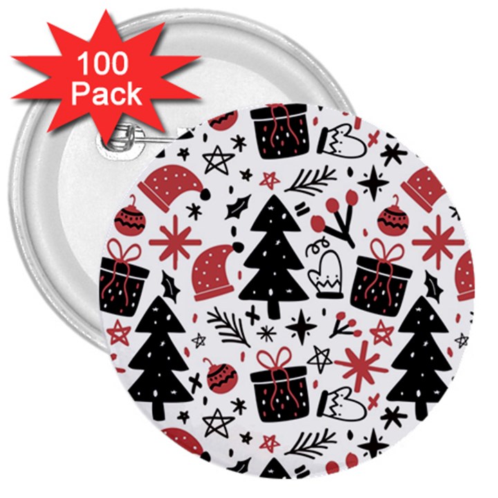 Christmas Tree-background-jawelry Bel,gift 3  Buttons (100 pack) 