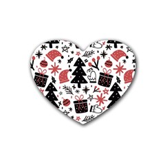 Christmas Tree-background-jawelry Bel,gift Rubber Coaster (heart) by nate14shop