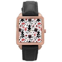 Christmas Tree-background-jawelry Bel,gift Rose Gold Leather Watch 