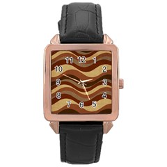 Backgrounds-lines Dark Rose Gold Leather Watch 