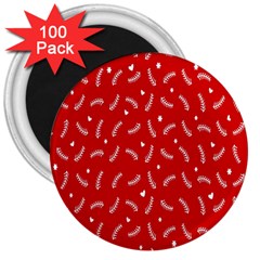 Christmas Pattern,love Red 3  Magnets (100 Pack) by nate14shop