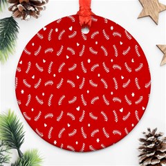 Christmas Pattern,love Red Round Ornament (two Sides) by nate14shop