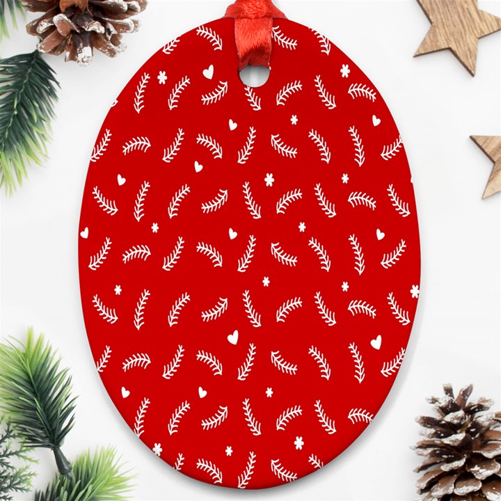 Christmas Pattern,love Red Ornament (Oval)