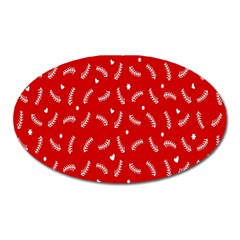 Christmas Pattern,love Red Oval Magnet by nate14shop