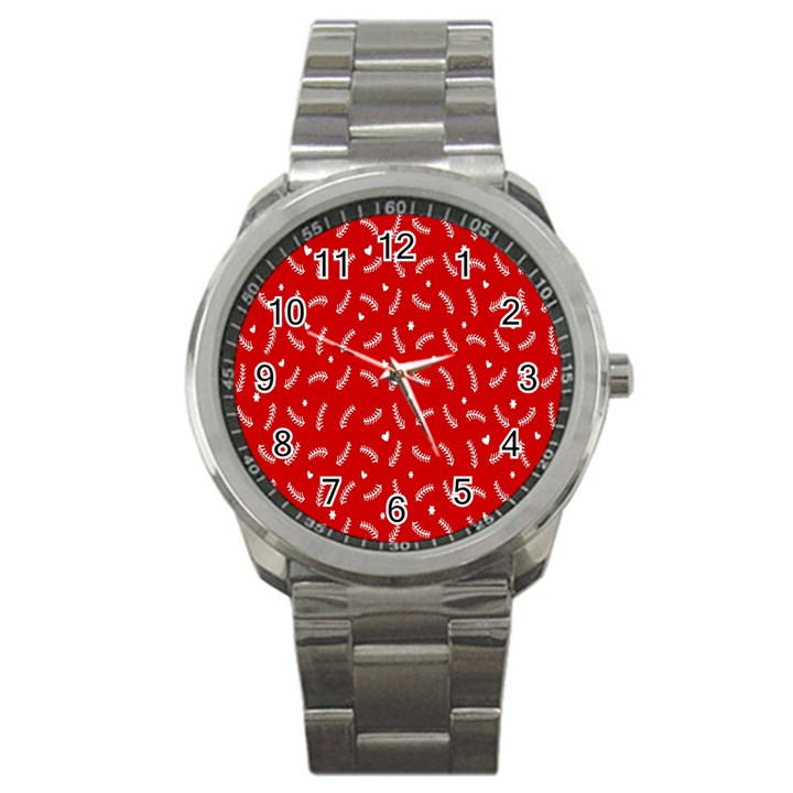 Christmas Pattern,love Red Sport Metal Watch