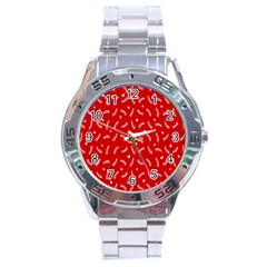 Christmas Pattern,love Red Stainless Steel Analogue Watch by nate14shop